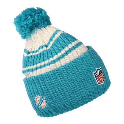 New Era Miami Dolphins Bommelmütze - NFL Sideline Sport Knit - Petrol-Weiß