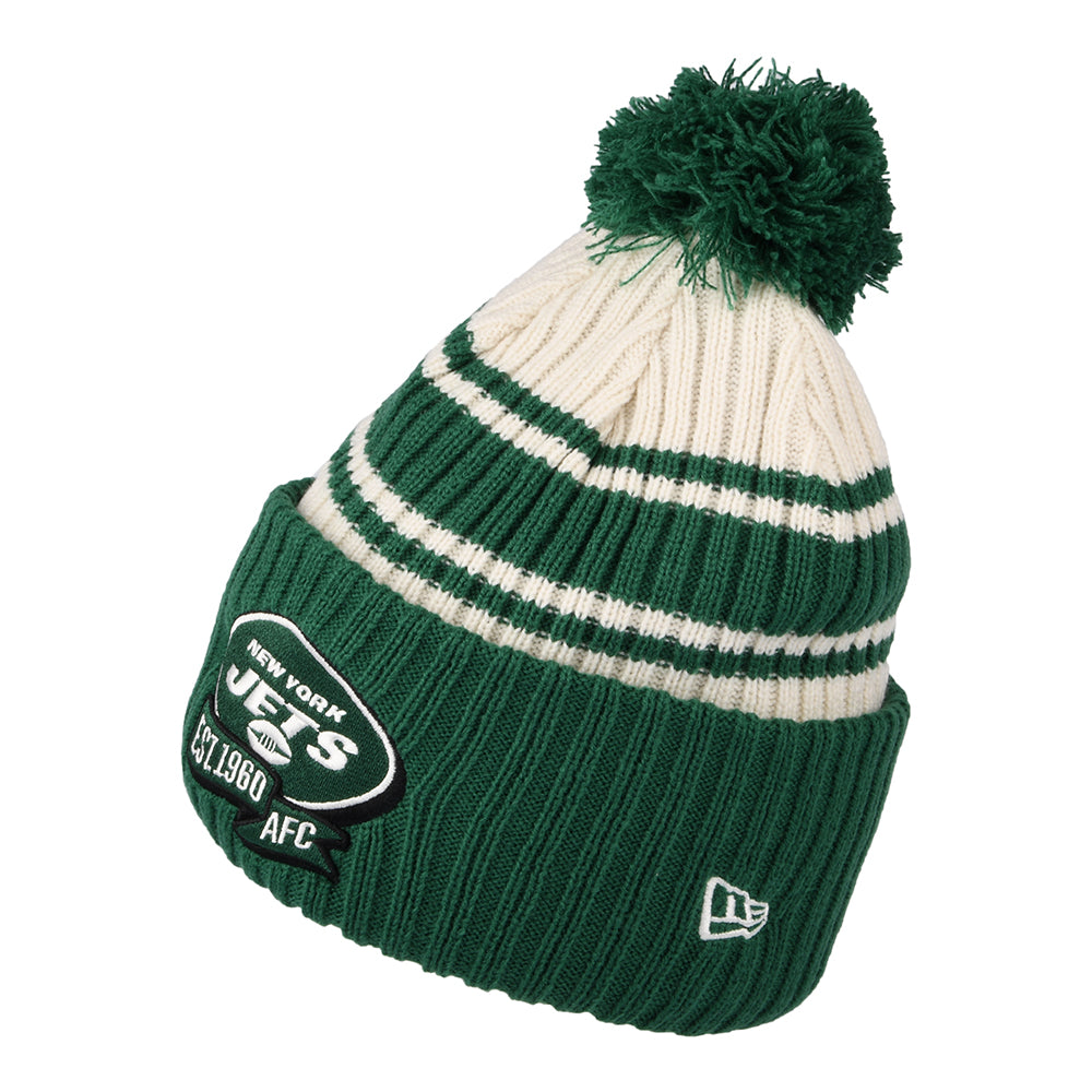 New Era New York Jets Bommelmütze - NFL Sideline Sport Knit - Grün-Weiß