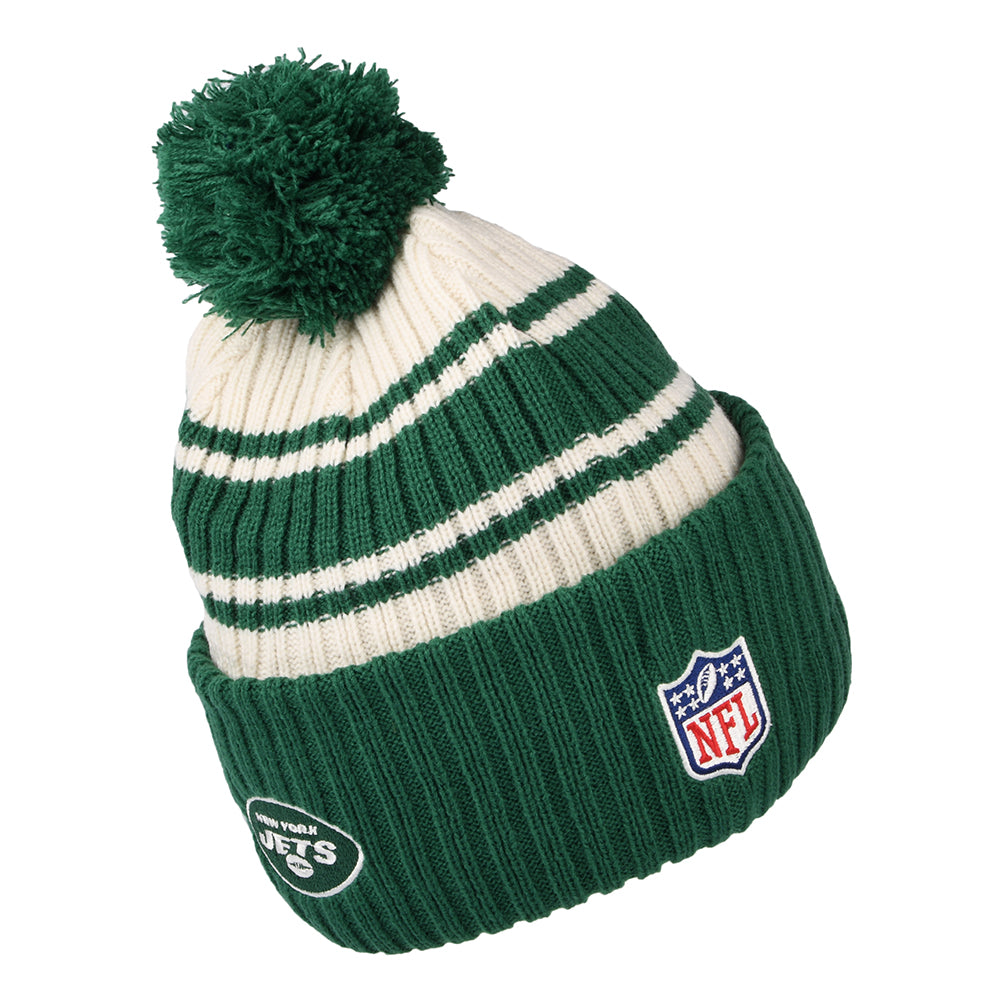 New Era New York Jets Bommelmütze - NFL Sideline Sport Knit - Grün-Weiß