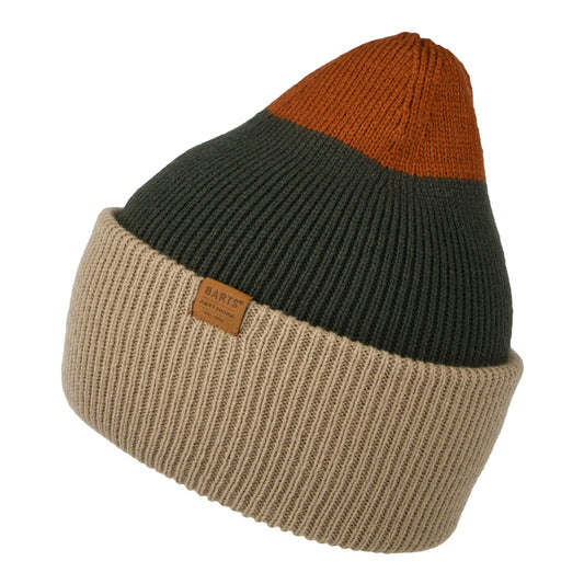 Barts Semmoe Cuffed Beanie Mütze - Taupe-Olivgrün-Rot