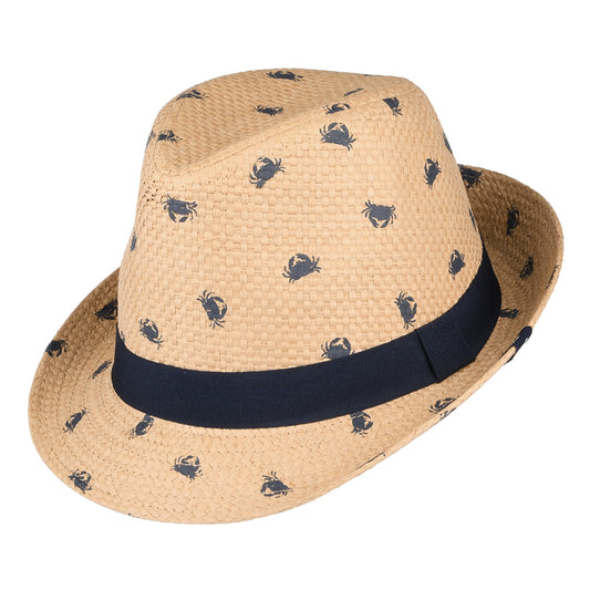 Joules Kinder Printed Crabs Trilby Hut aus Stroh - Natur