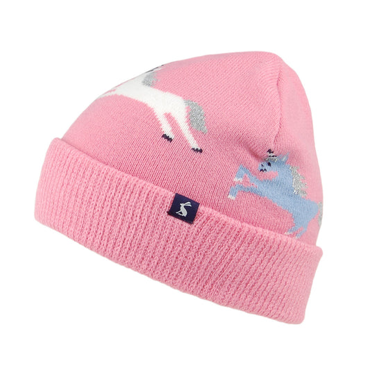 Joules Kinder Pink Unicorn Beanie Mütze - Rosa