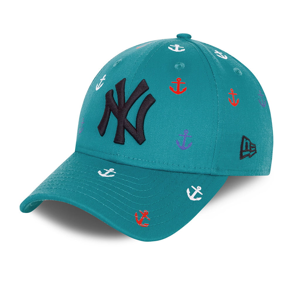 New Era Kinder 9FORTY New York Yankees Baseball Cap - MLB All Over Graphic - Petrol