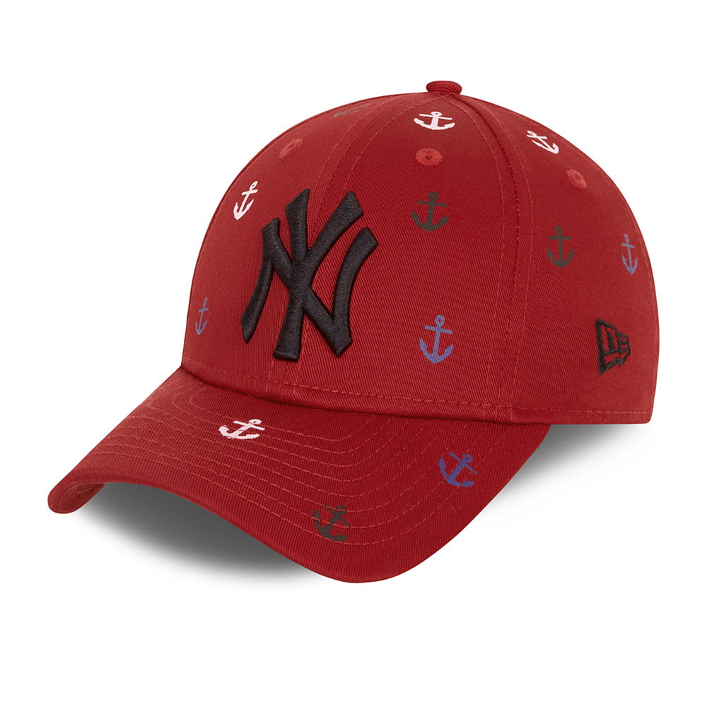 New Era Kinder 9FORTY New York Yankees Baseball Cap - MLB All Over Graphic - Scharlachrot