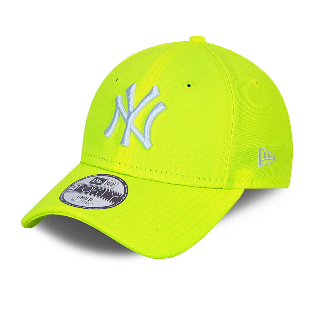New Era Kinder 9FORTY New York Yankees Baseball Cap - MLB Neon Pack - Neongelb-Weiß