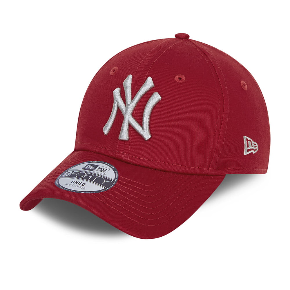 New Era Kinder 9FORTY New York Yankees Baseball Cap - MLB League Essential - Scharlachrot-Grau