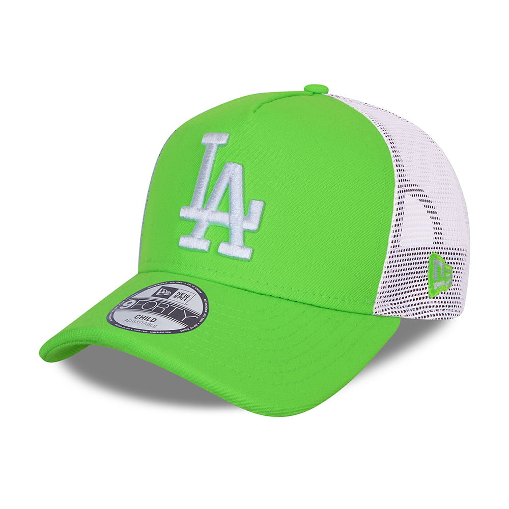 New Era Kinder A-Frame L.A. Dodgers Trucker Cap - MLB Tonal Mesh - Neongrün