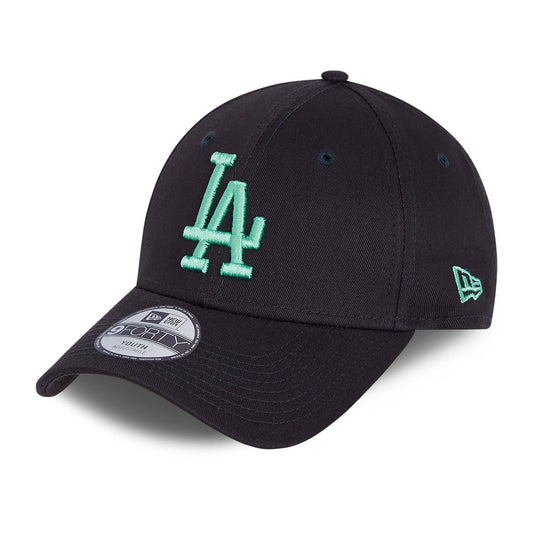 New Era Kinder 9FORTY L.A. Dodgers Baseball Cap - MLB League Essential II - Marineblau-Cyan