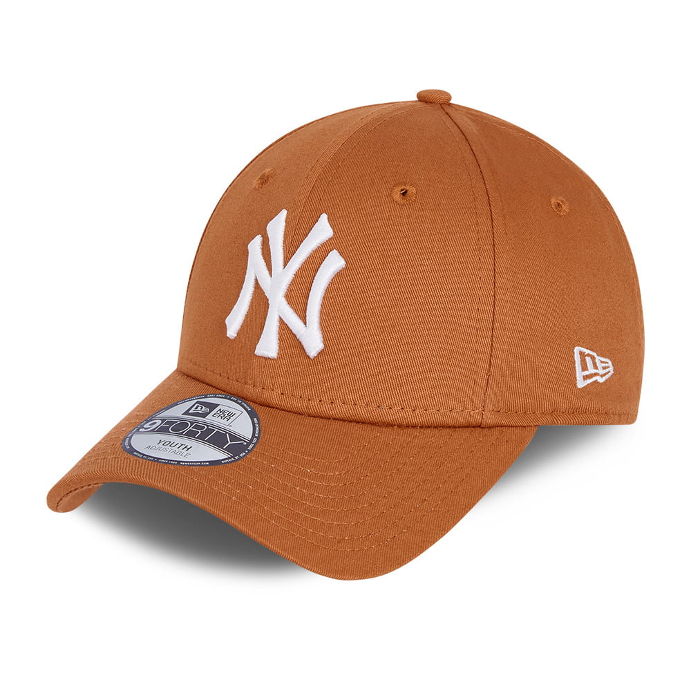 New Era Kinder 9FORTY New York Yankees Baseball Cap - MLB League Essential - Toffee-Weiß