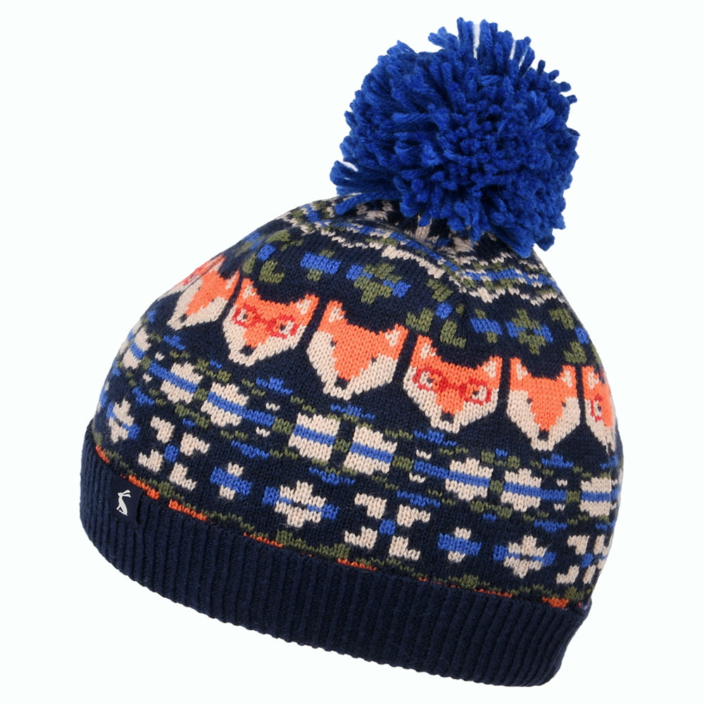Joules Kinder Fuchs Bommelmütze Fairisle - Marineblau