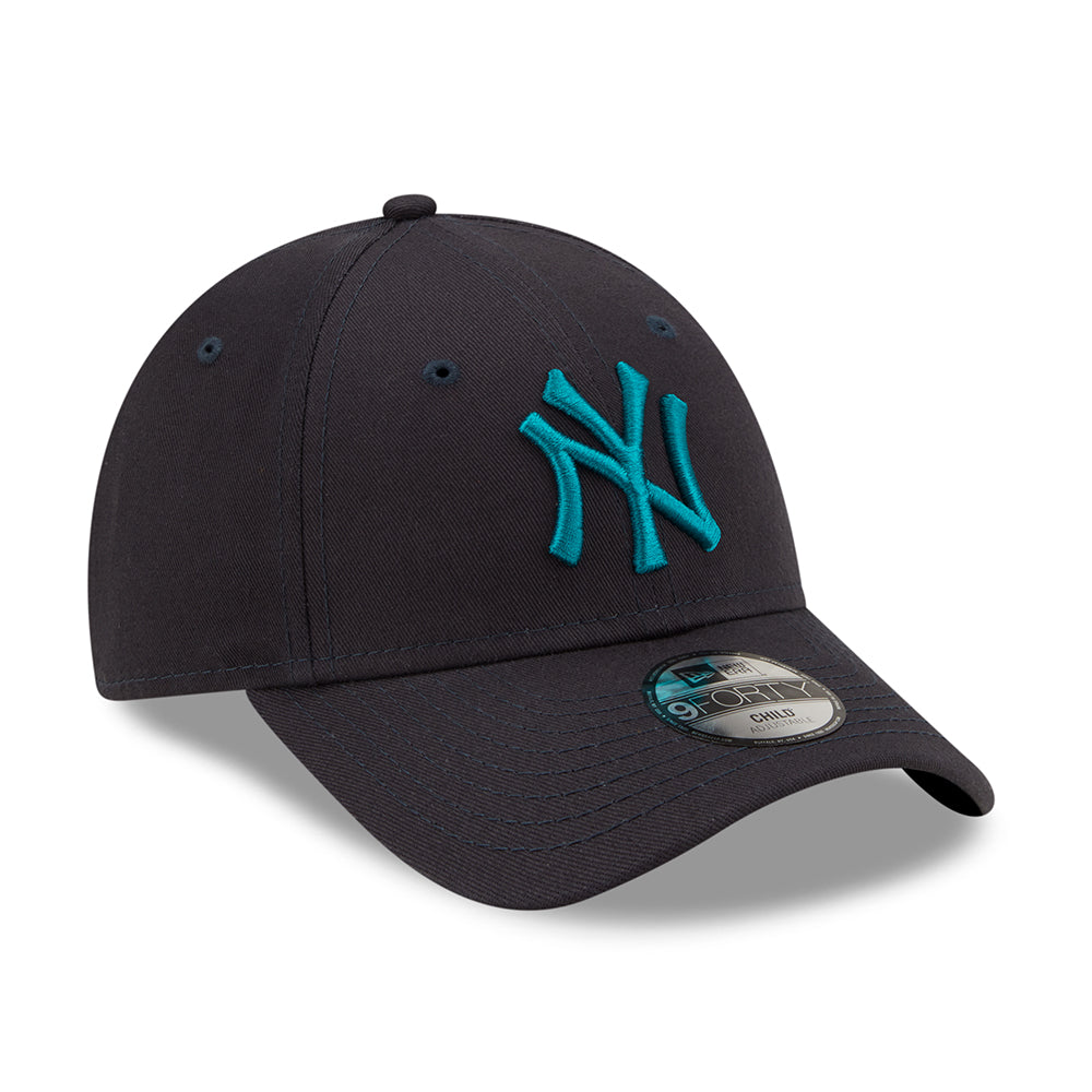 New Era Kinder 9FORTY New York Yankees Baseball Cap - MLB League Essential - Marineblau-Petrol