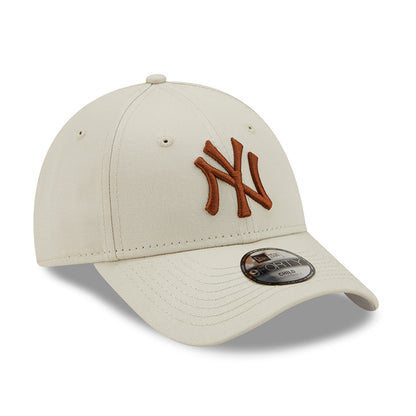 New Era Kinder 9FORTY New York Yankees Baseball Cap - MLB League Essential - Steingrau-Karamell