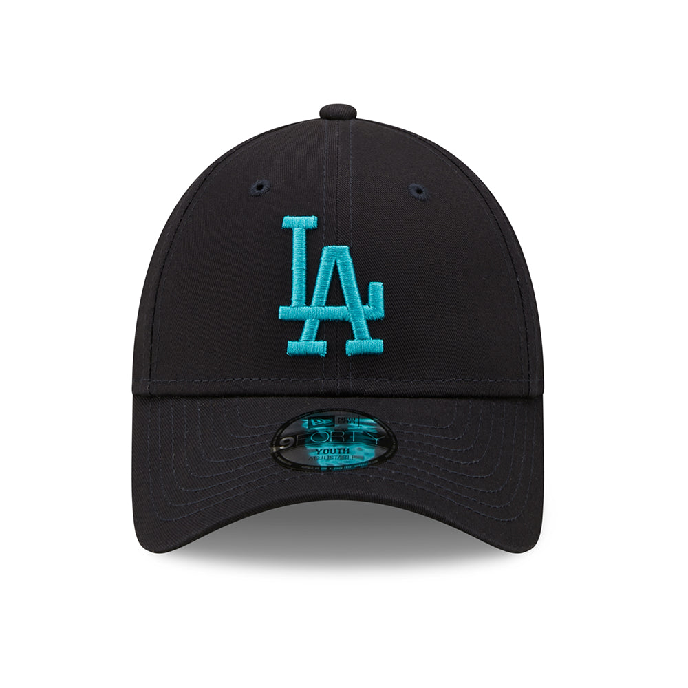 New Era Kinder 9FORTY L.A. Dodgers Baseball Cap - MLB League Essential II - Marineblau-Türkis
