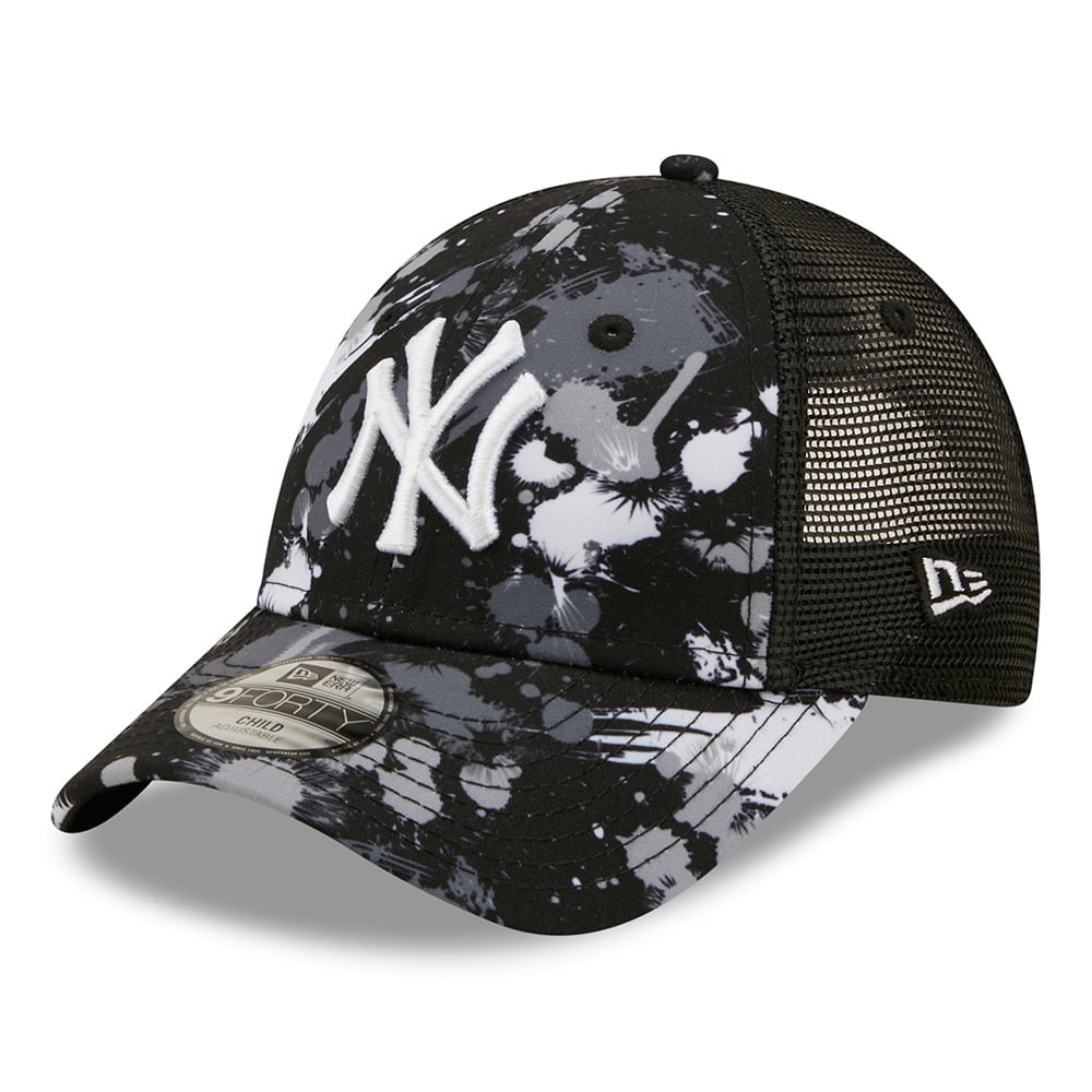 New Era Kinder 9FORTY New York Yankees Trucker Cap - MLB Print - Schwarz-Weiß