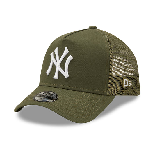 New Era Kinder 9FORTY A-Frame New York Yankees Trucker Cap - MLB Tonal Mesh - Olivgrün