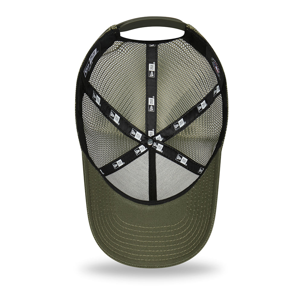 New Era Kinder 9FORTY A-Frame New York Yankees Trucker Cap - MLB Tonal Mesh - Olivgrün