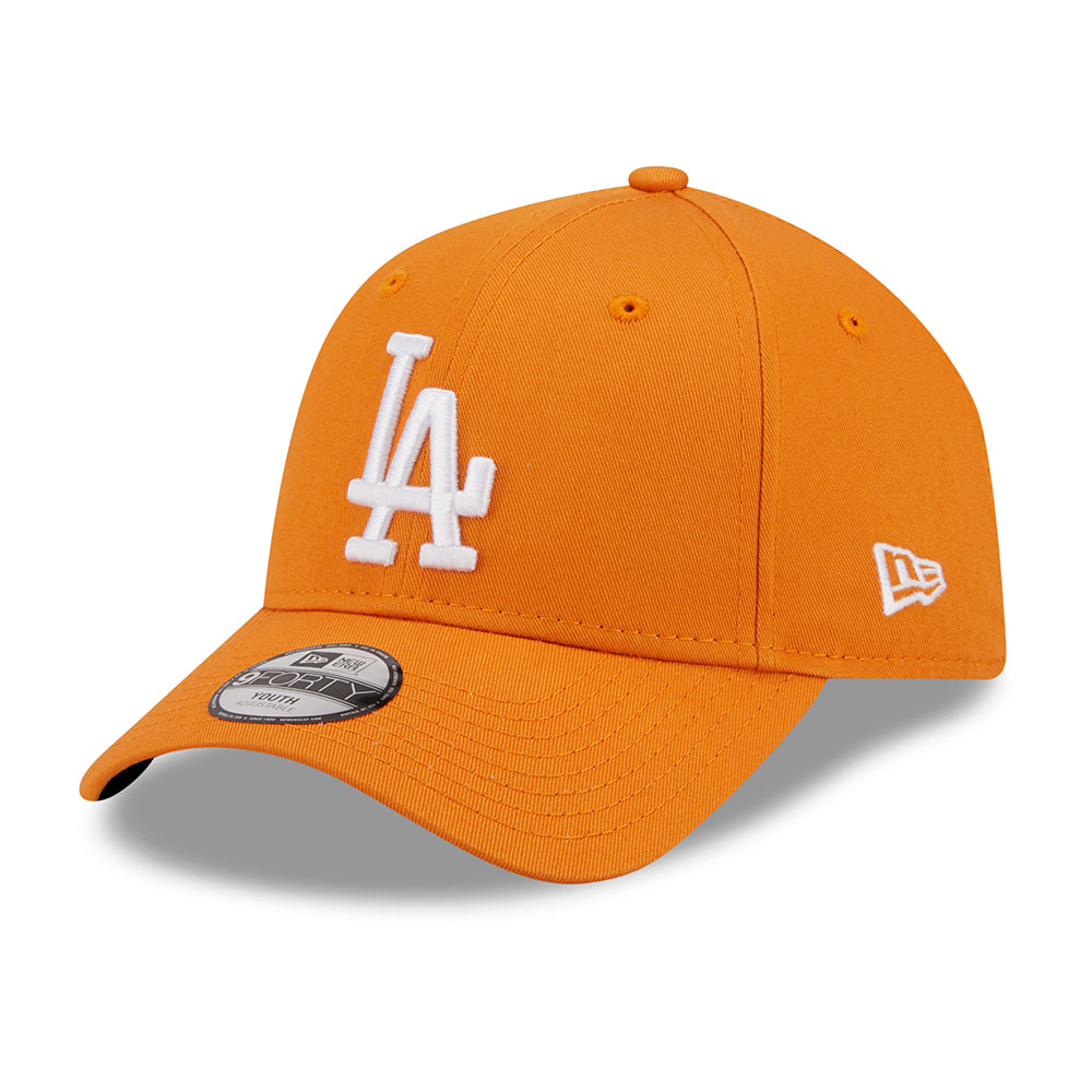 New Era Kinder 9FORTY L.A. Dodgers Baseball Cap - MLB League Essential II - Orange-Weiß