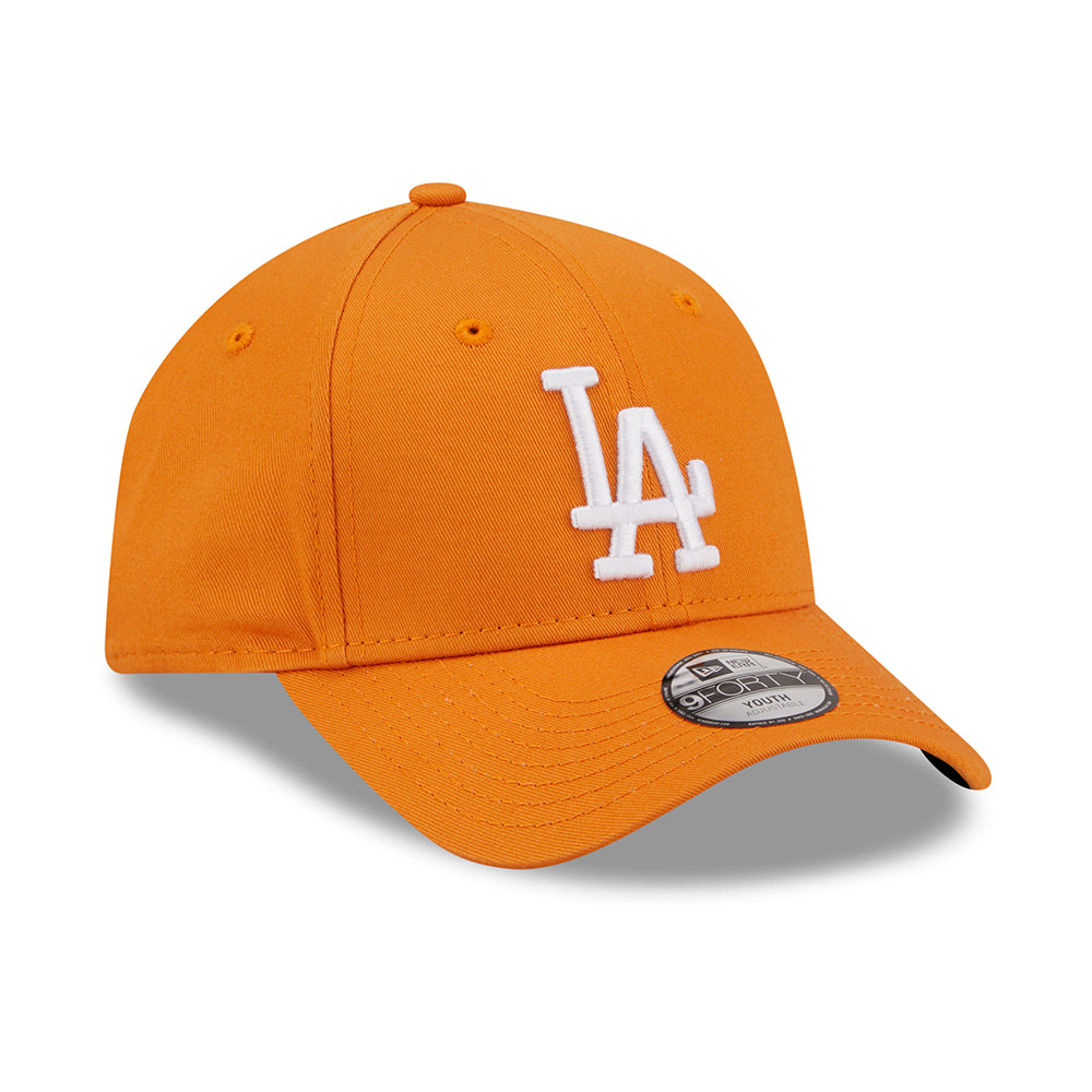 New Era Kinder 9FORTY L.A. Dodgers Baseball Cap - MLB League Essential II - Orange-Weiß
