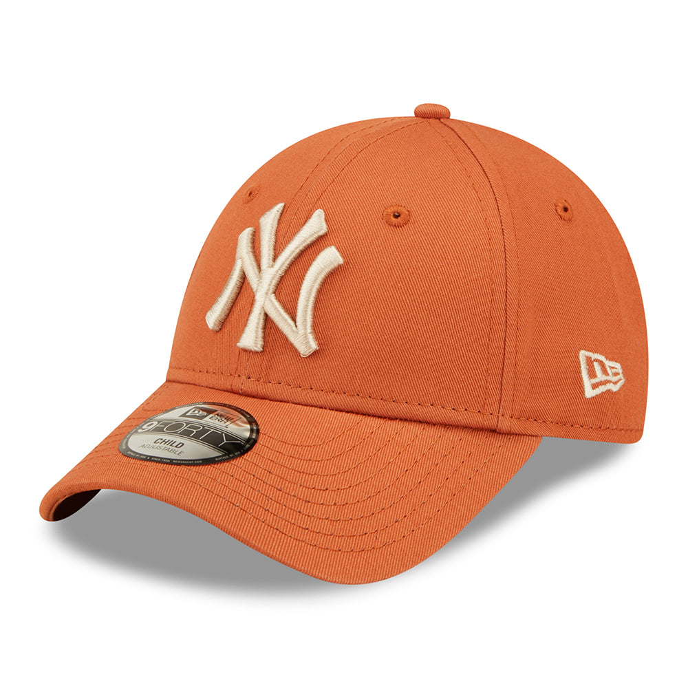 New Era Kinder 9FORTY New York Yankees Baseball Cap - MLB League Essential - Orange-Hellbeige