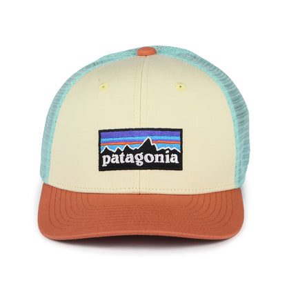 Patagonia Kinder P-6 Logo Trucker Cap aus organischer Baumwolle - Hellgelb- Koralle- Minzgrün