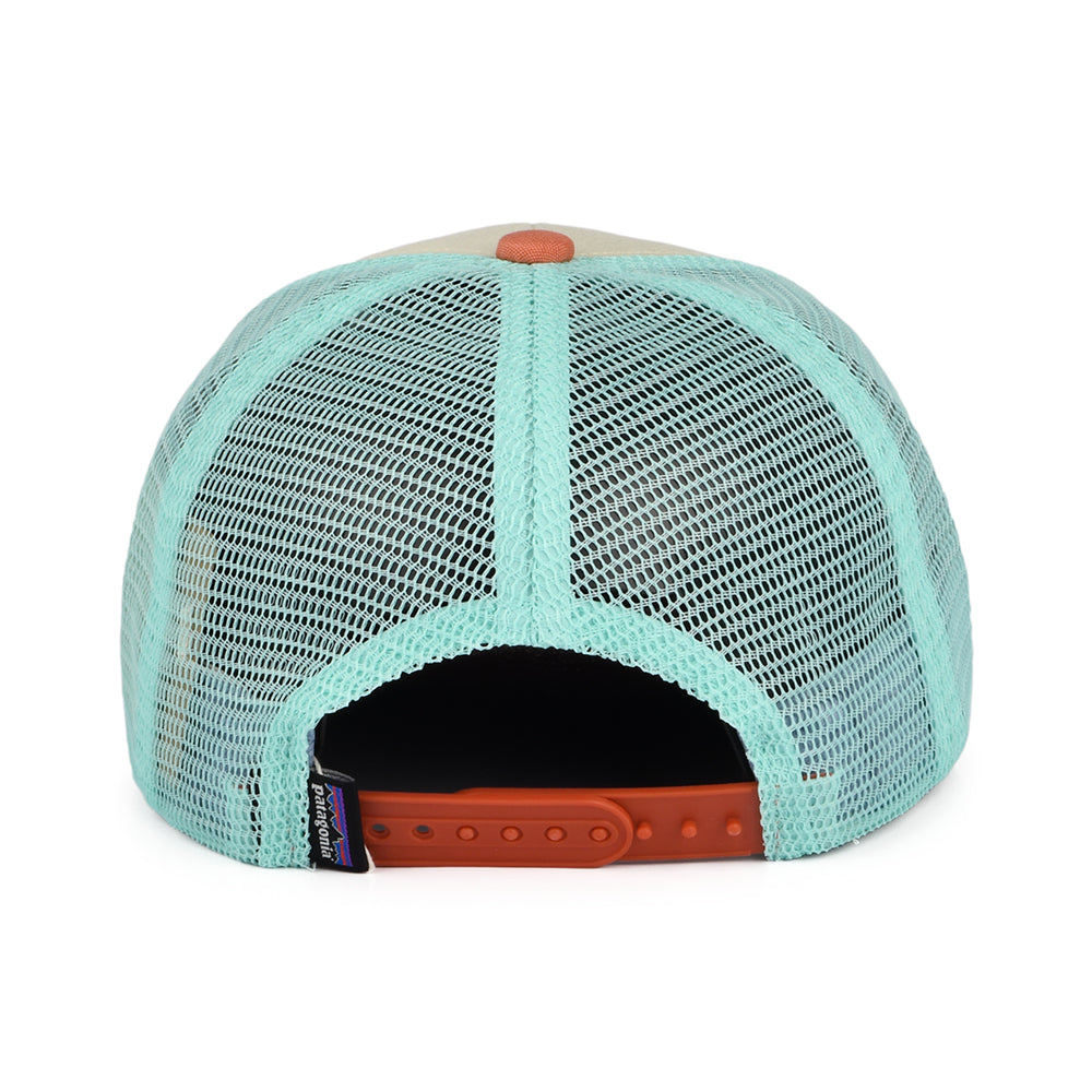 Patagonia Kinder P-6 Logo Trucker Cap aus organischer Baumwolle - Hellgelb- Koralle- Minzgrün