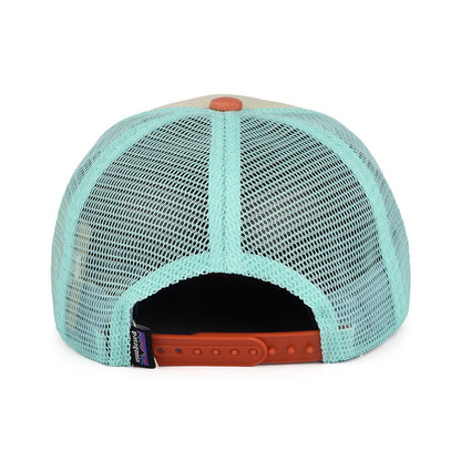 Patagonia Kinder P-6 Logo Trucker Cap aus organischer Baumwolle - Hellgelb- Koralle- Minzgrün