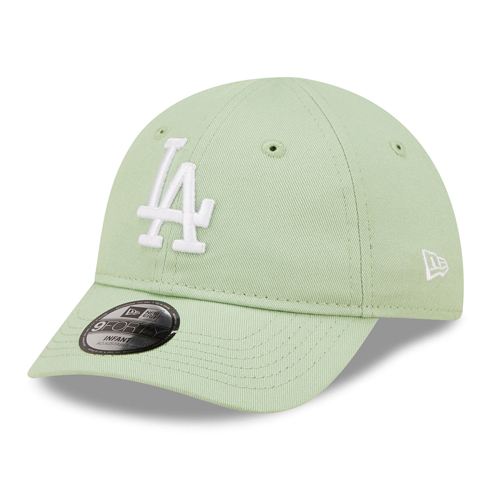 New Era Baby 9FORTY L.A. Dodgers Baseball Cap - MLB League Essential II - Hellgrün-Weiß