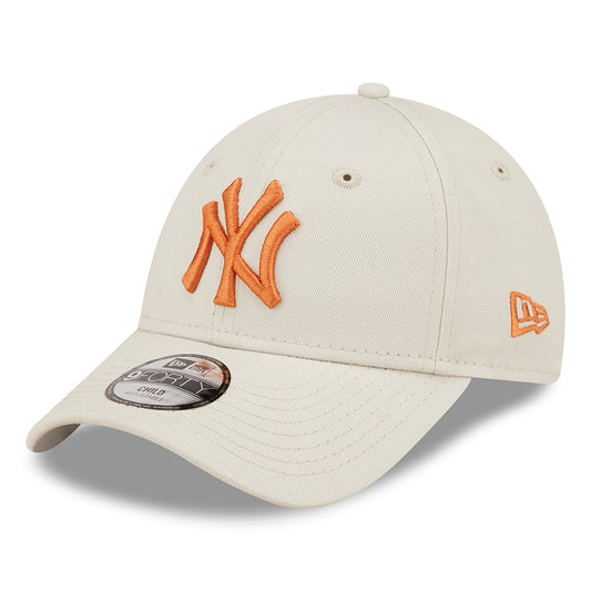 New Era Kinder 9FORTY New York Yankees Baseball Cap - MLB League Essential - Steingrau-Verbranntes Orange