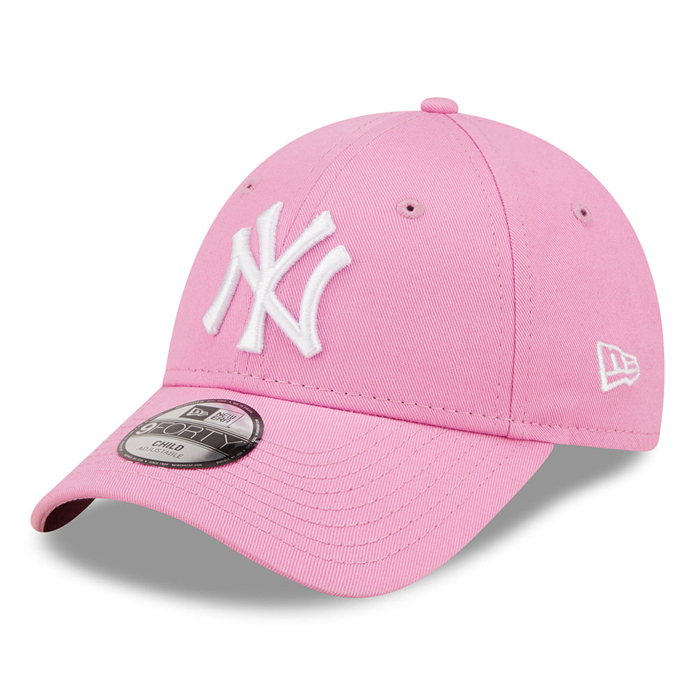 New Era Kinder 9FORTY New York Yankees Baseball Cap - MLB League Essential - Pink-Weiß