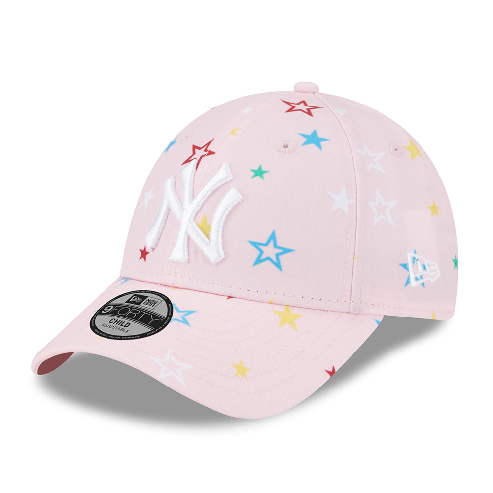 New Era Kinder 9FORTY New York Yankees Baseball Cap - MLB Star AOP - Pink-Weiß