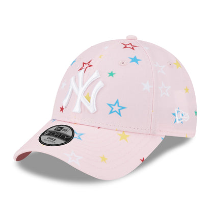 New Era Kinder 9FORTY New York Yankees Baseball Cap - MLB Star AOP - Pink-Weiß