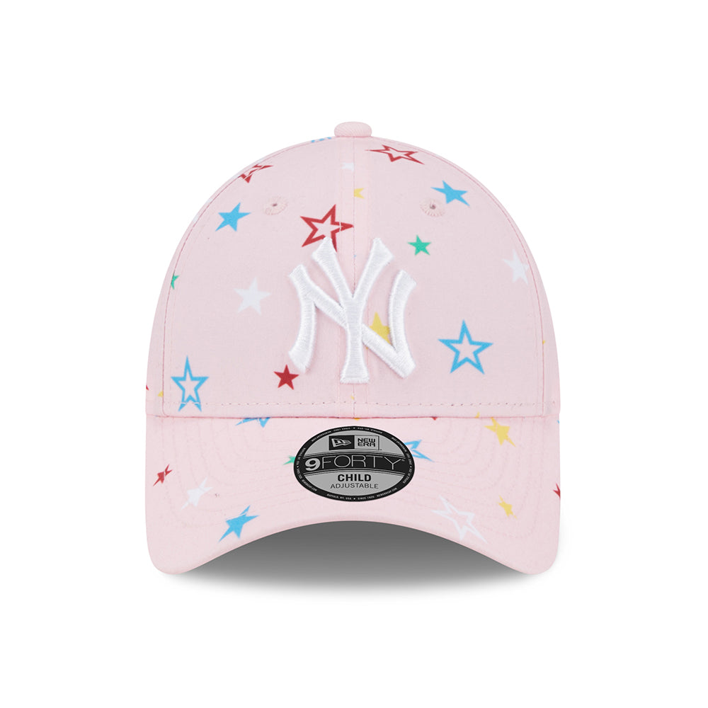 New Era Kinder 9FORTY New York Yankees Baseball Cap - MLB Star AOP - Pink-Weiß