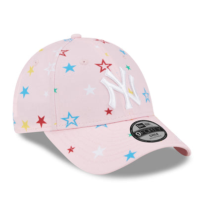 New Era Kinder 9FORTY New York Yankees Baseball Cap - MLB Star AOP - Pink-Weiß