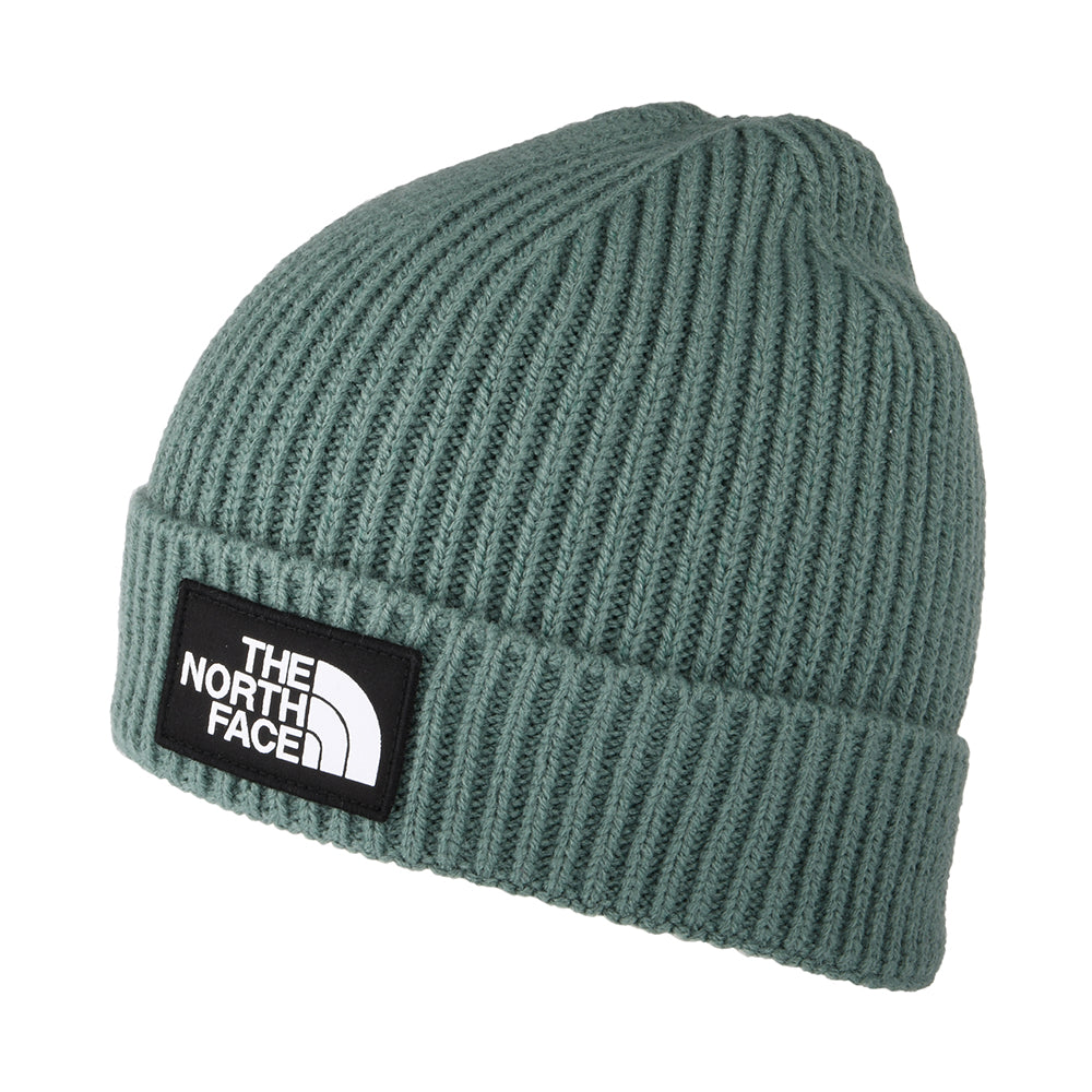The North Face Kinder TNF Box Logo Cuffed Beanie Mütze - Helles Salbeigrün