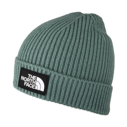 The North Face Kinder TNF Box Logo Cuffed Beanie Mütze - Helles Salbeigrün