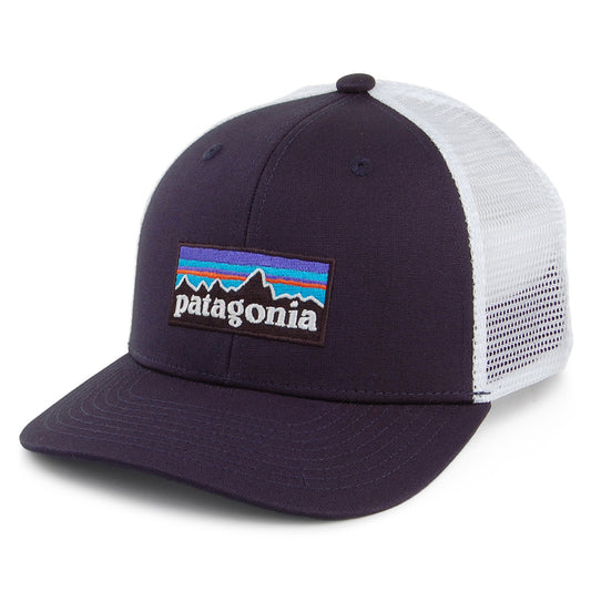 Patagonia Kinder P-6 Logo Trucker Cap aus organischer Baumwolle - Marineblau-Weiß