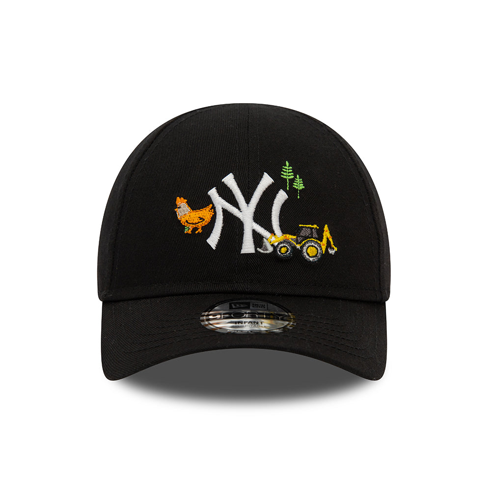 New Era Baby 9FORTY New York Yankees Baseball Cap - MLB Icon - Schwarz-Weiß