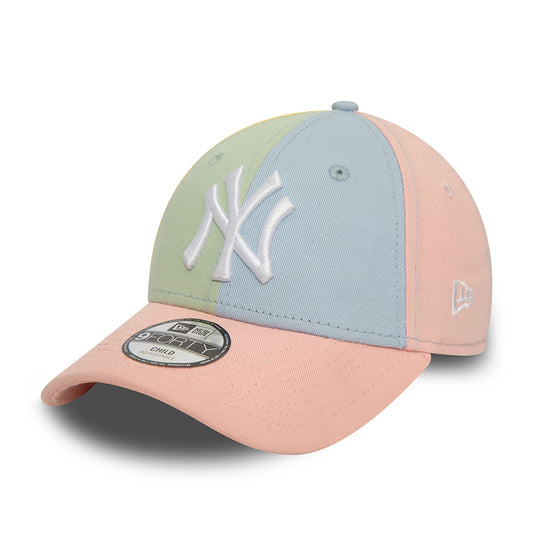 New Era Kinder 9FORTY New York Yankees Baseball Cap - MLB Block - Rosa-Hellblau-Helles Grün