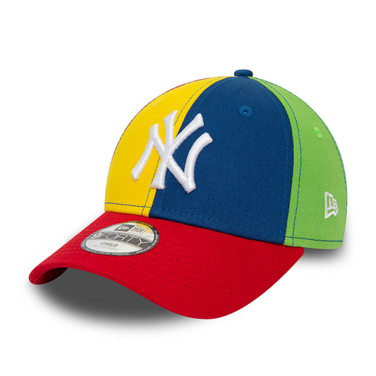 New Era Kinder 9FORTY New York Yankees Baseball Cap - MLB Block - Marineblau-Gelb-Rot