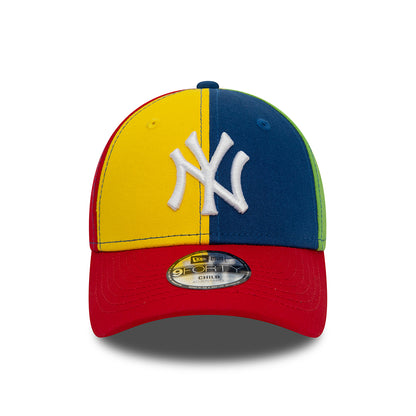 New Era Kinder 9FORTY New York Yankees Baseball Cap - MLB Block - Marineblau-Gelb-Rot
