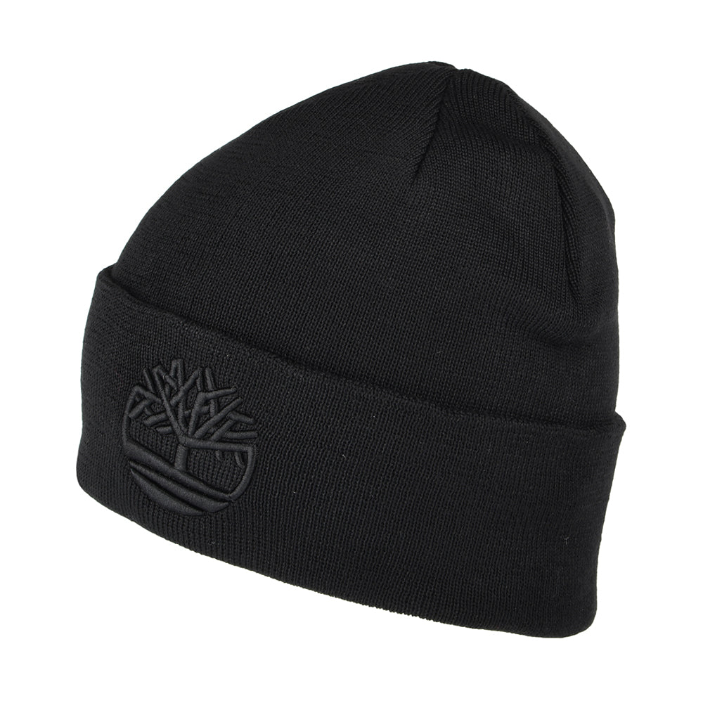 Timberland Tonal 3D Stickerei Recycled Beanie Mütze - Schwarz