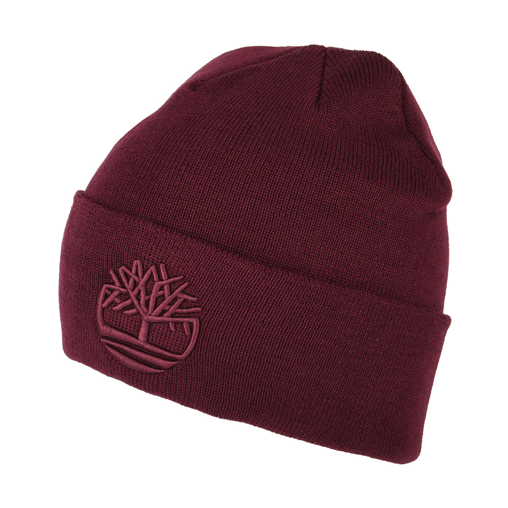 Timberland Tonal 3D Stickerei Recycled Beanie Mütze - Portwein