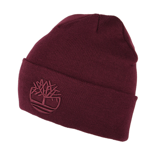 Timberland Tonal 3D Stickerei Recycled Beanie Mütze - Portwein