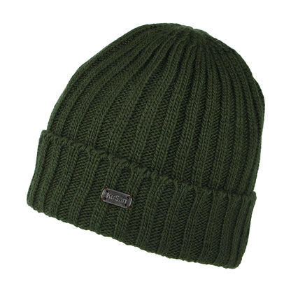 Kusan Turn Up Beanie Mütze Gerippt - Khaki