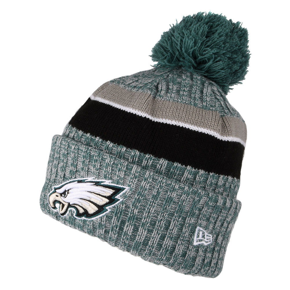New Era Philadelphia Eagles Bommelmütze NFL Sideline Sport Knit - Mitternachtsgrün-Schwarz