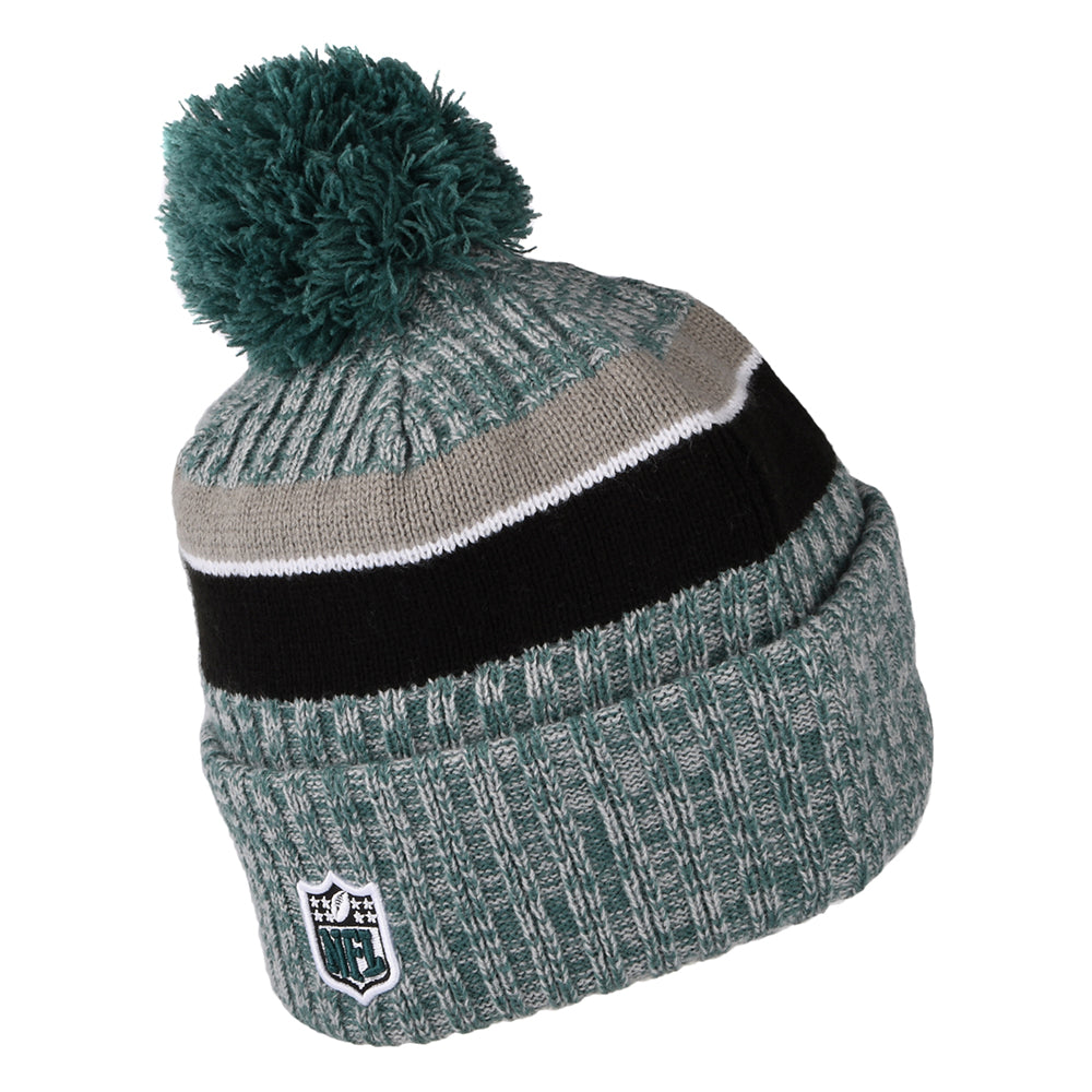 New Era Philadelphia Eagles Bommelmütze NFL Sideline Sport Knit - Mitternachtsgrün-Schwarz