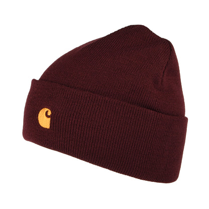 Carhartt WIP Chase Beanie Mütze mit Umschlag - Burgunderrot