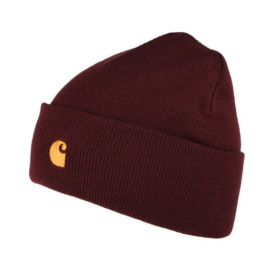 Carhartt WIP Chase Beanie Mütze mit Umschlag - Burgunderrot