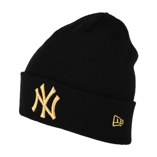 New Era Cuffed New York Yankees Beanie Mütze - MLB Metallic - Schwarz-Gold