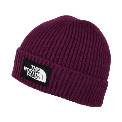 The North Face TNF Logo Box Cuffed Fisherman Beanie Mütze - Beerenfarben